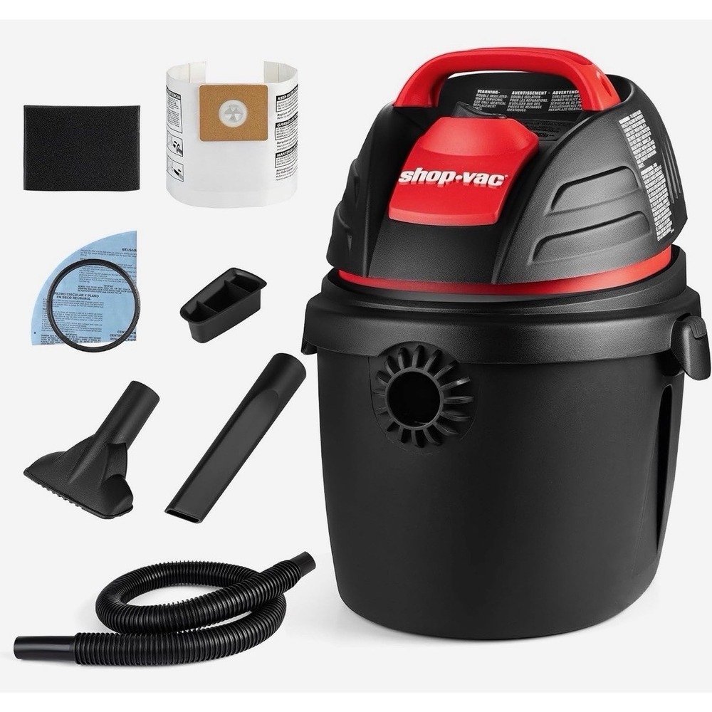 9303511 2.5 Gallon Wet Dry Vacuum, 2.5 Peak HP, 1.25 Inch Diameter x 4 Foot H...